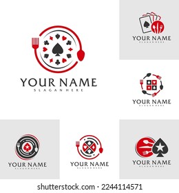 Set of Food Poker logo vector template, Creative Poker logo design concepts