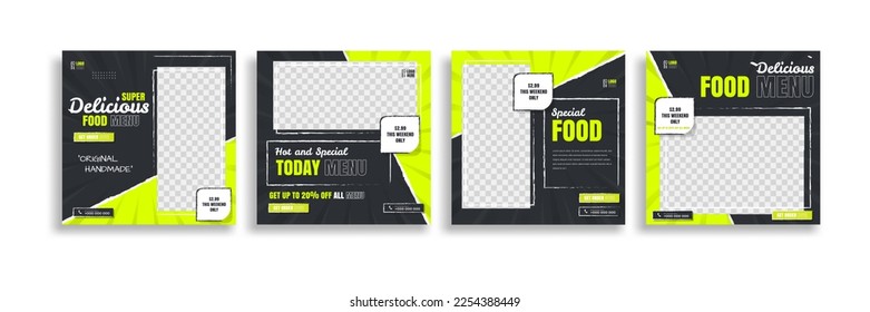 Set of food post story. social media banner template design. Creative design, easy Use for promotions you product. story food for your restaurant promotion.