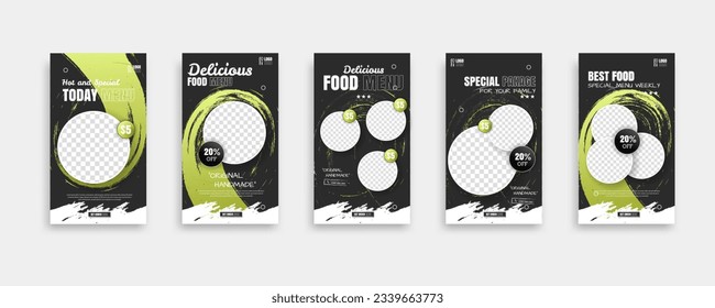 set of food post story social media banner template design. Creative design, easy Use for promotions you product. story food for your restaurant promotion