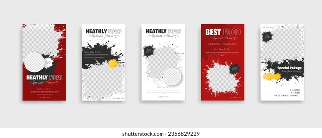 set of food post story social media banner template design. Creative design, easy Use for promotions you product. story food for your restaurant promotion