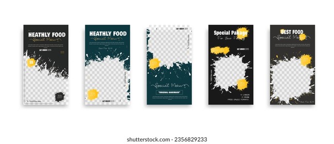 set of food post story social media banner template design. Creative design, easy Use for promotions you product. story food for your restaurant promotion