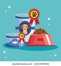 set food premium for animals vector illustration design