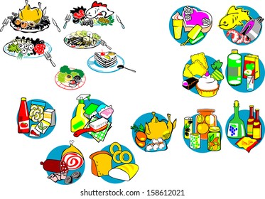 Set with food products