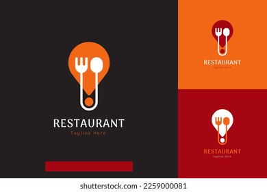 Set of food and restaurant logo vector design templates with different color styles