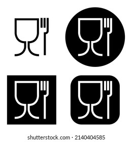 Set of Food safe symbol. The international icon for food safe material, wine glass and a fork symbol .