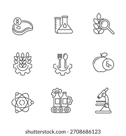 Set of food science and technology icon with linear style on a white background
