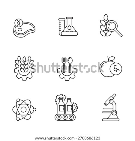 Set of food science and technology icon with linear style on a white background