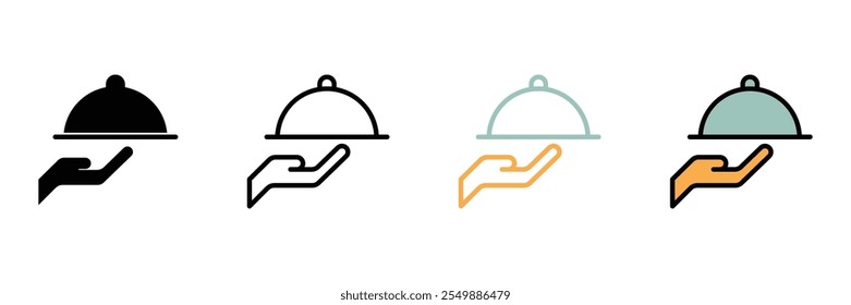 Set of Food server icon collection. Dinner server symbol. Vector Illustration.