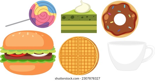 Set of food simple style illustration