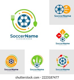 Set of Food Soccer logo template, Football logo design vector