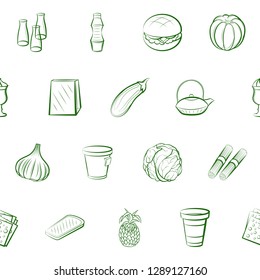Set of food thumbnails. Background for printing, design, web. Usable as icons. Seamless. Binary color.
