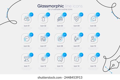 Set of Food time, Targeting and Like line icons for web app. Medical analyzes, Confirmed, Grill icons. Heart, No puzzle, Organic waste signs. Recycle, Approved, Armed robbery. Vector