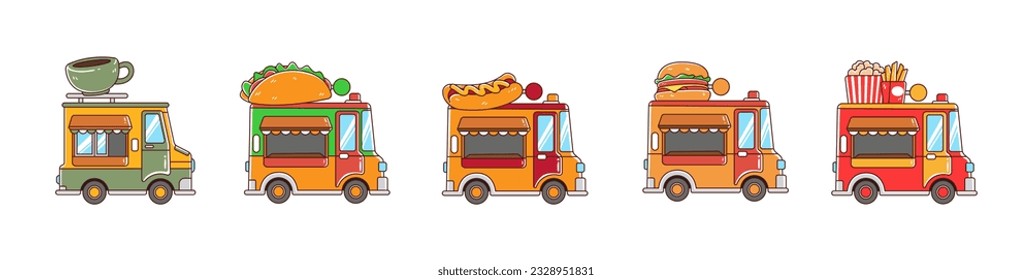 Set of food truck hand-drawn collection