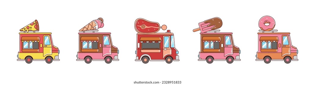 Set of food truck hand-drawn collection