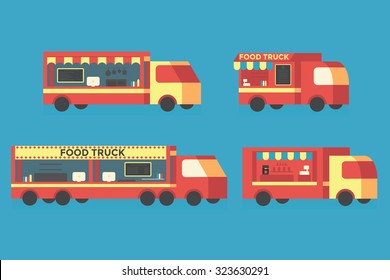 Set of food truck,vector,illustration.