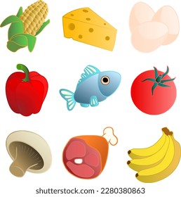 Set of food vector icons illustration 