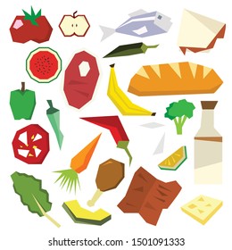 Set Food Vector Illustration Group Food Stock Vector (Royalty Free ...