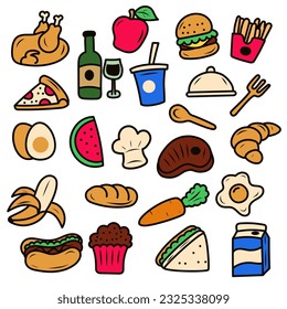 Set of food vector illustrations with cute and colorful designs suitable for design elements