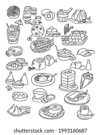 Set of foods doodle vector illustration
