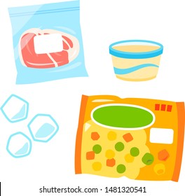 Set of foods in the freezer