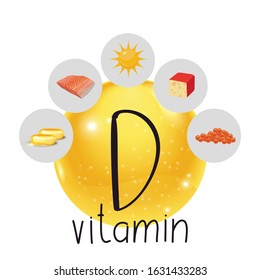 Set foods with a maximum content of vitamin D different vegetables like fish oil, salmon, red caviar, cheese, and sun. Construct your own design with different foods.