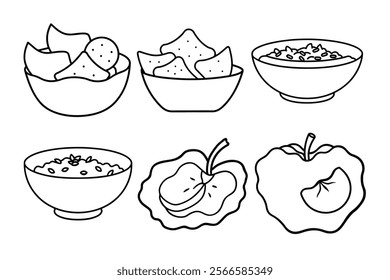 set of foods shillouette vector illustration