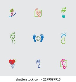 conjunto de vectores de diseño del logotipo de Foot Care, plantilla de diseño del logotipo de Foot Icónico