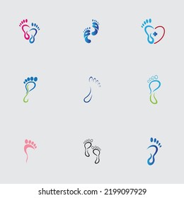 Set Set mit Foot Care Logo Design-Konzept Vektor, Iconic Foot Logo Design-Vorlage