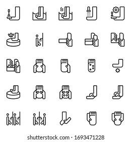 Set of Foot Care Massage Treatment outline style icon - vector
