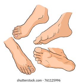 set the foot in different positions vector illustration