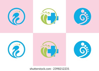 set of Foot  logo design health illustration woman pedicure salon and clinic premium vector