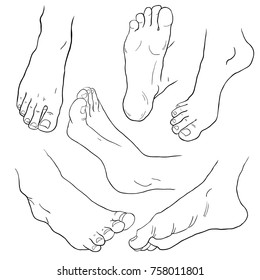 set the foot male bottom out. vector illustration