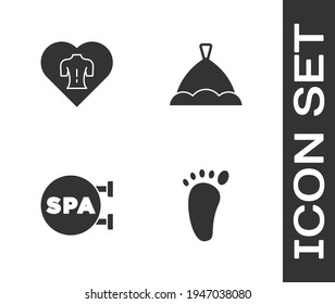 Set Foot massage, Massage, Spa salon and Sauna hat icon. Vector