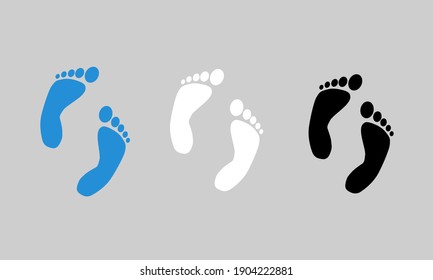 set of Foot print icon vector illustration, Walking icon vector. blue, black and white