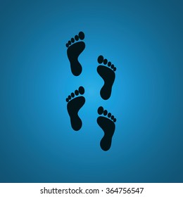 Set of foot symbol icon. Footsteps illustration.