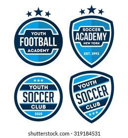 A set of football badge and logo in blue color