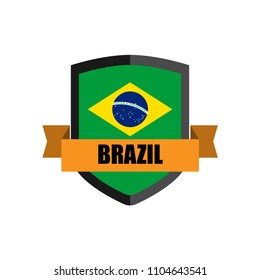 Set of Football Badge vector Designed illustration. Football tournament 2018 Group E with Word Brazil.