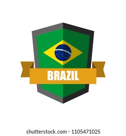 Set of Football Badge vector Designed illustration. Football tournament 2018 Group E with Word Brazil.