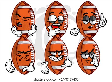 set of football Ball cartoon character Mascot with various face expression. Vector Illustration Isolated On White Background