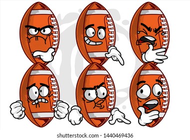 set of football Ball cartoon character Mascot with various face expression. Vector Illustration Isolated On White Background