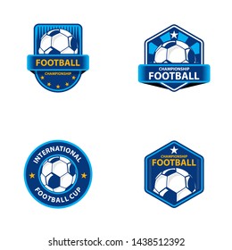 SET OF FOOTBALL CHAMPIONSHIP BADGE. FOOTBALL CUP COMPETITION STICKER - VECTOR