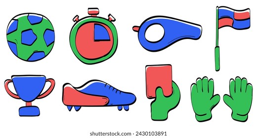 set football cute flat vector hand drawn colorful simple illustration