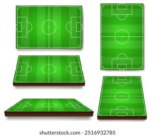 Set football field in different angles. Vector illustration