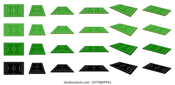 Set of Football field, soccer field .Soccer or Football Championship 2024.Football 2024.Vector
