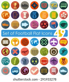 Set of football flat icons for Web and Mobile Applications