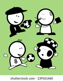 Set of football funny peoples icons.