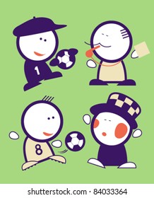 Set Of Football Funny Peoples Icons.