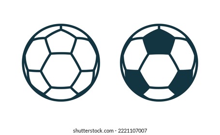 Set of football game ball icons. Classic soccer ball icon on isolated background. Outline icons. Vector illustration.