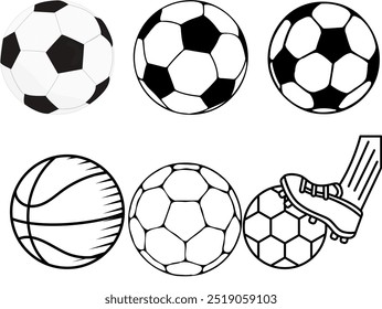 Set of football game vector file in white background 