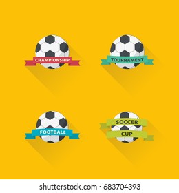 Set of football graphic icons flat design. Soccer club badge set.